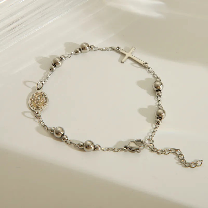 PULSERA DENARIO COLOR PLATEADO VIRGEN