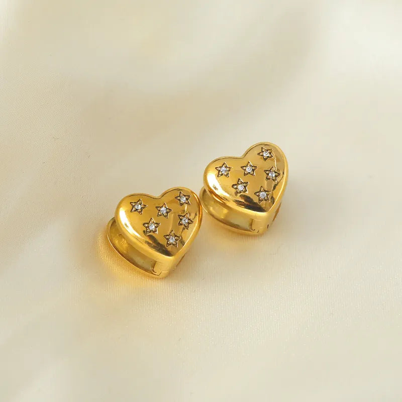 Aretes de corazon zircones doble funcion