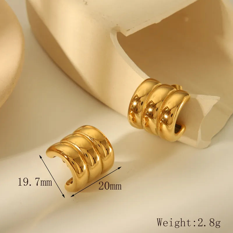 Aretes semi argolla 3 en 1 dorado