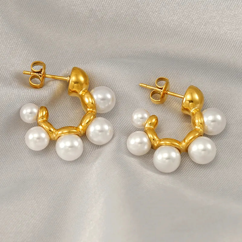 Aretes argolla perlas