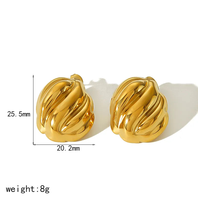 Aretes textura waves dorado