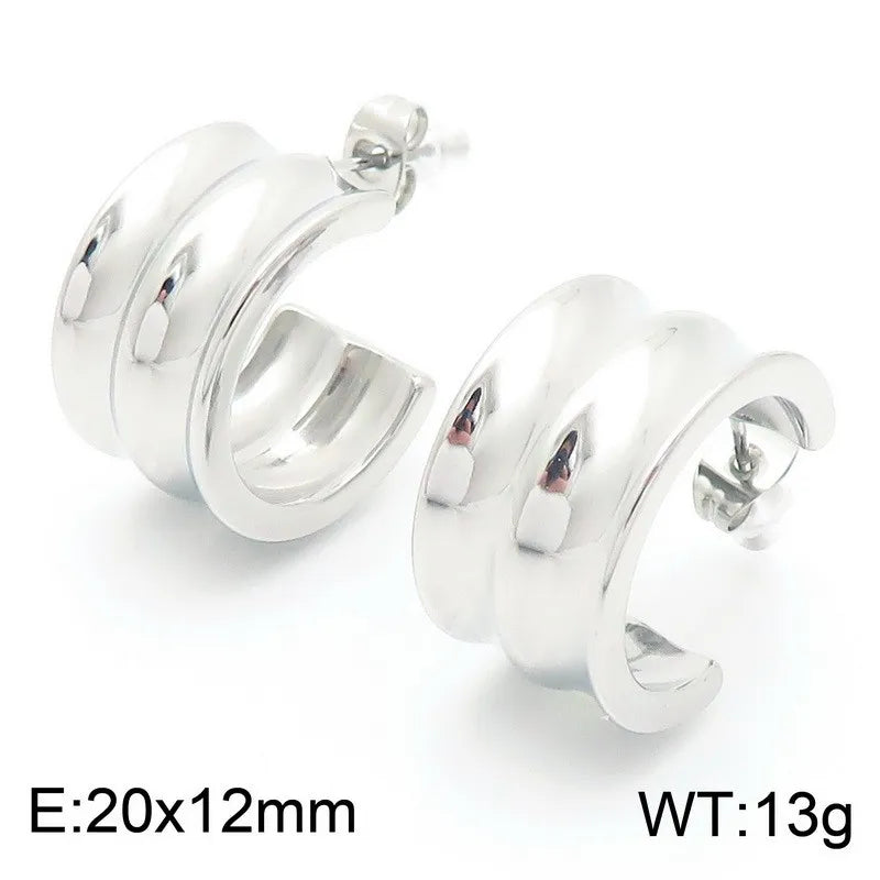 Aretes argolla doble plana plateado