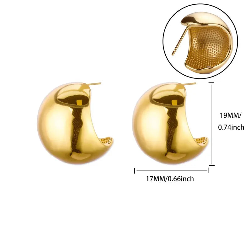 ARETES ARGOLLAS EN BOTON CHUNKY DORADO