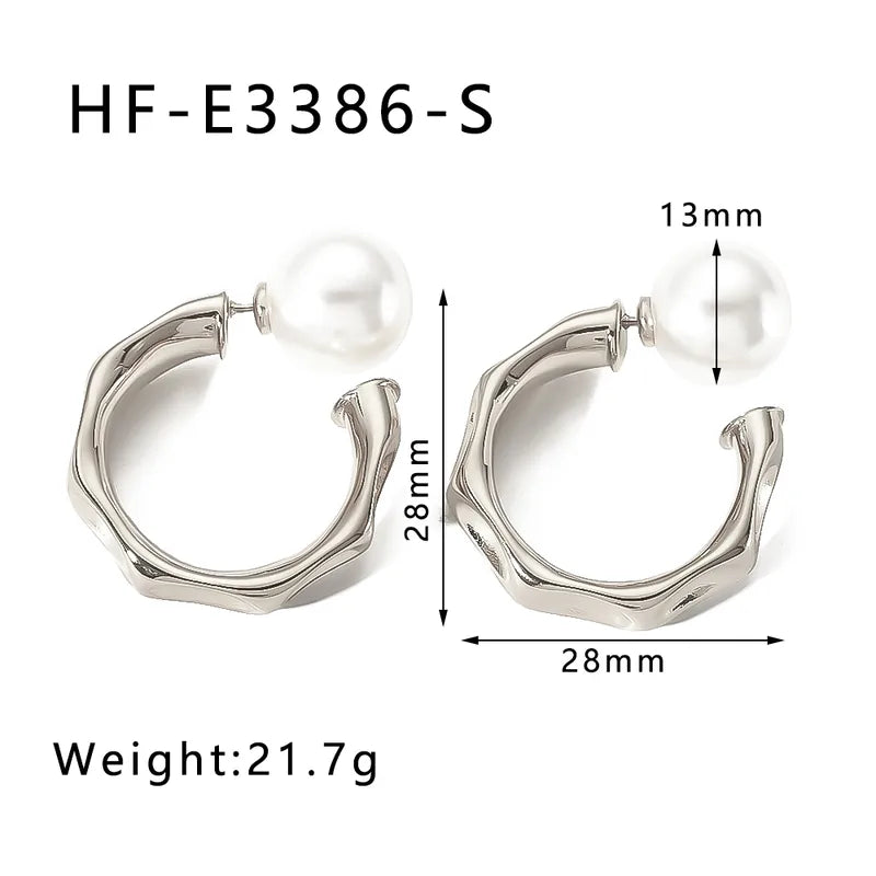 ARETES ARGOLLAS CON PERLA DOBLE FUNCION PLATEADO