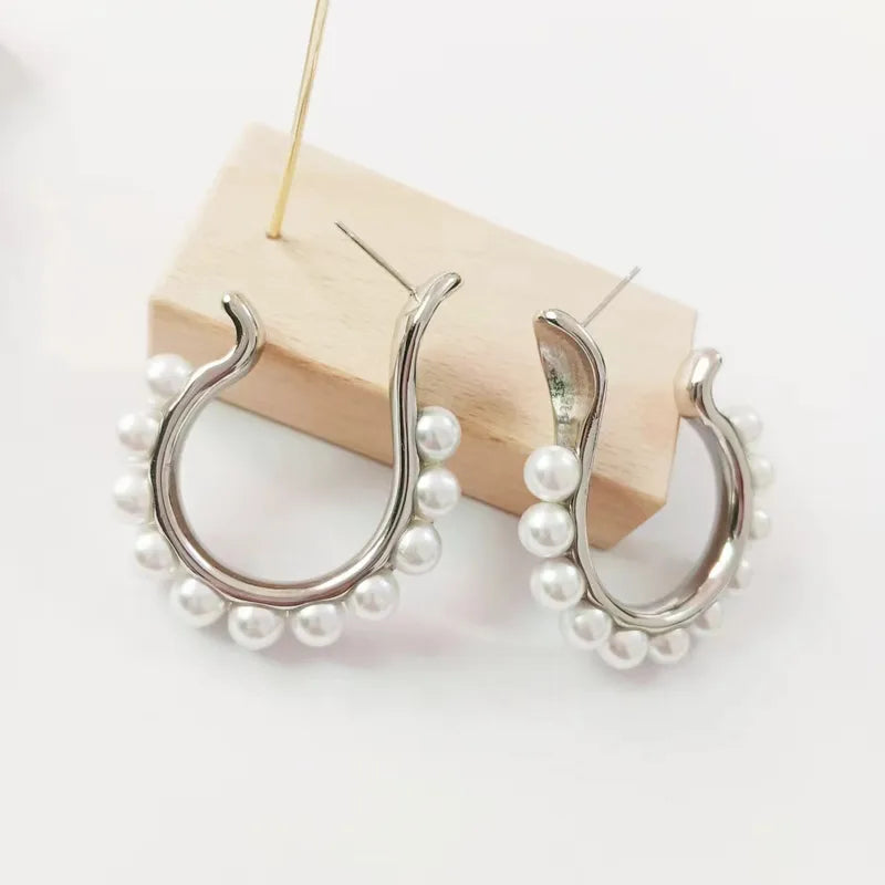 ARETES ARGOLLAS PERLAS EN J PLATEADO