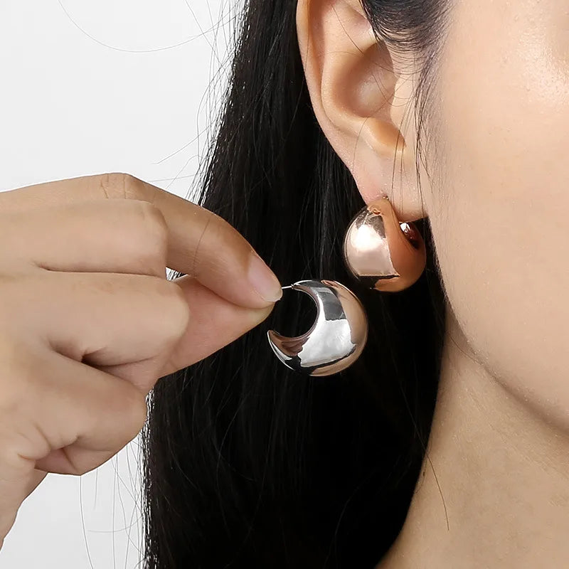 ARETES CHUNKY EN C PLATEADO