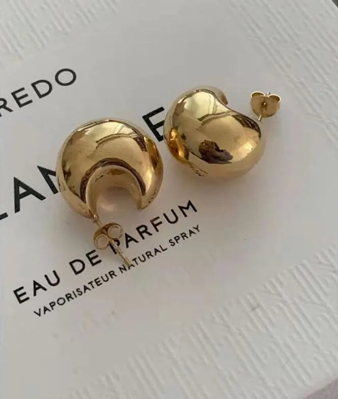 ARETES BOLITAS TIPO GOTA CHUNKY DORADO