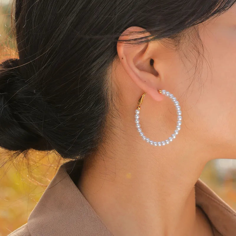 ARETES ARGOLLA CON PERLAS DORADO