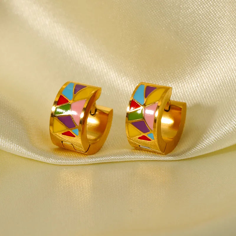ARETES ARGOLLA CON DISEÑO DE COLORES