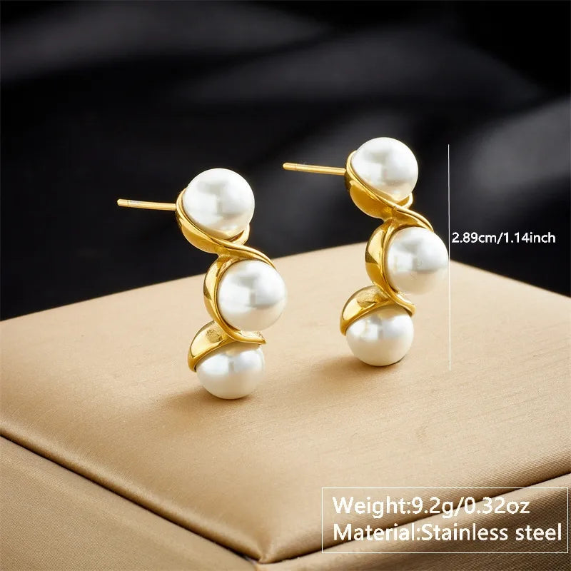 ARETES DE ARGOLLA CON PERLAS DORADO