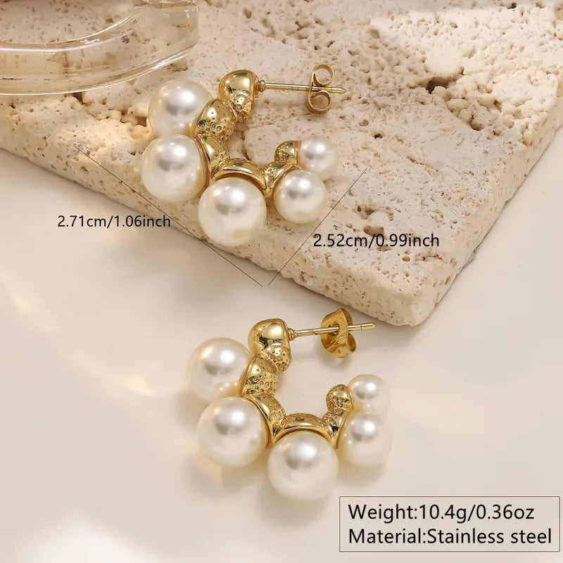 ARETES DE PERLAS GRANDES DORADO
