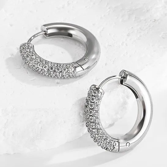 ARETES ARGOLLA DOBLE FUNCION ZIRCONES PLATEADO