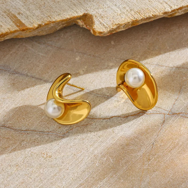 ARETES GALLETA DE LA SUERTE PERLA DORADO