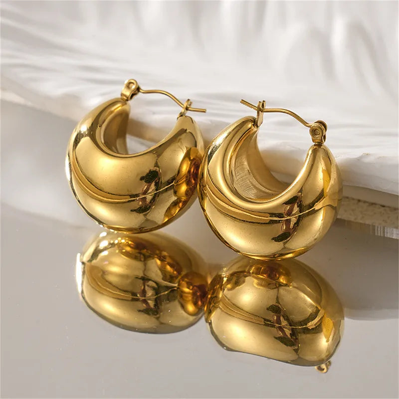 ARETES ARGOLLA TIPO C CHUNKY DORADO
