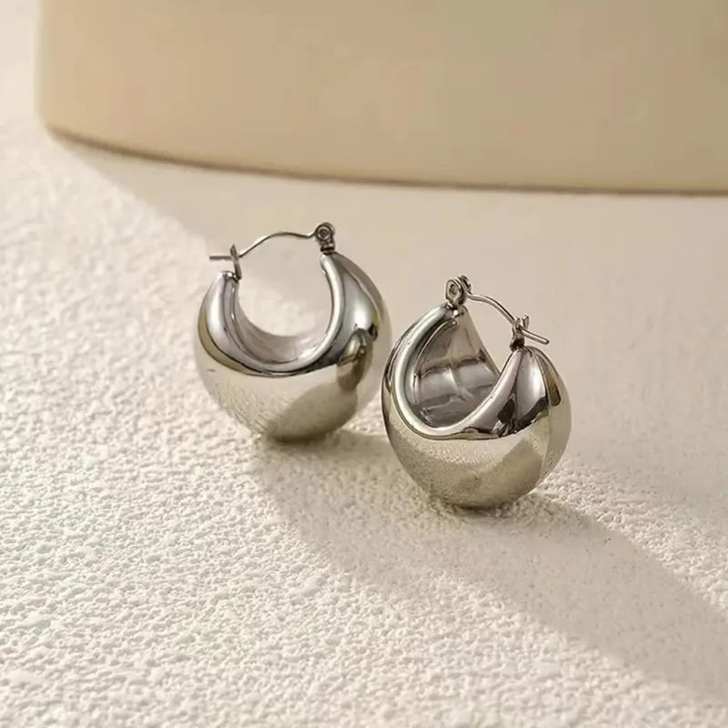 ARETES ARGOLLA TIPO C CHUNKY PLATEADO