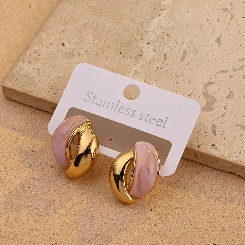ARETES BOTONES CON ROSADO DORADO
