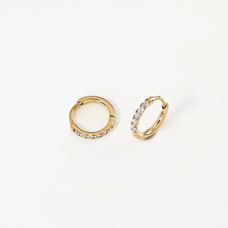 ARETES ARGOLLAS BASICAS ZIRCONES DORADO
