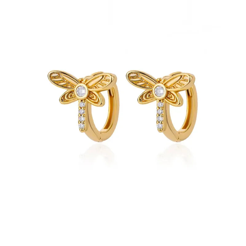 ARETES ARGOLLAS MARIPOSA DORADO