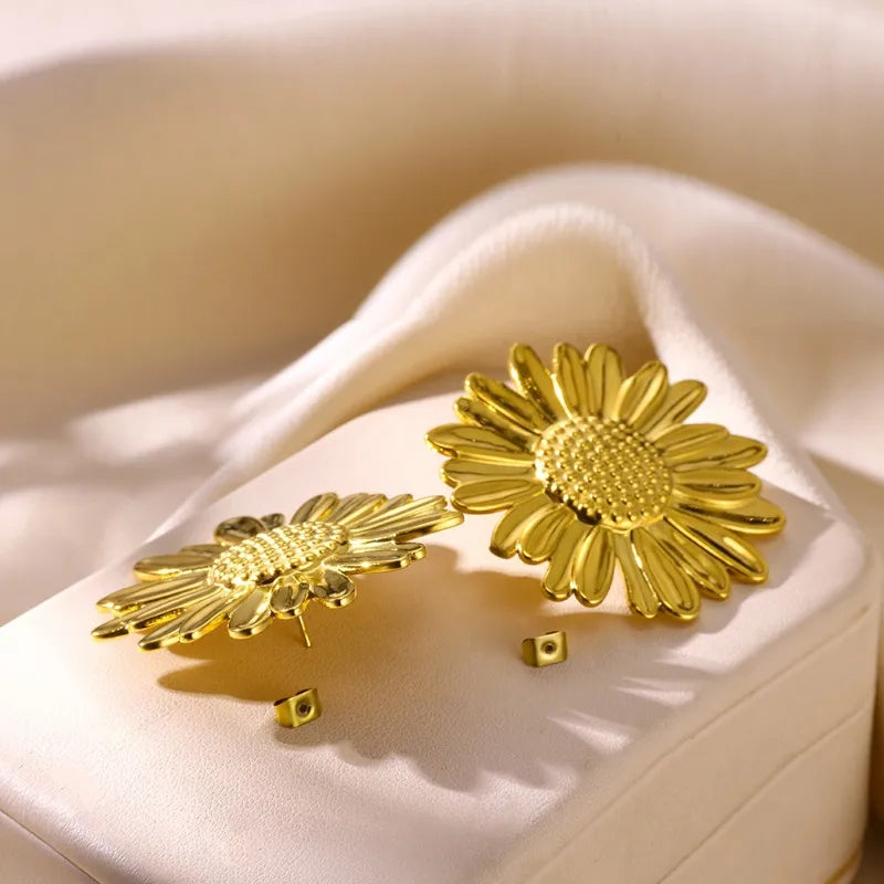 ARETES DE GIRASOL DORADO