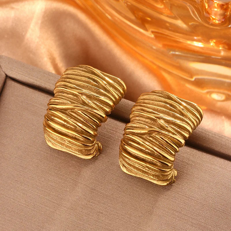 ARETES MEDIA ARGOLLA CORRUGADA DORADO