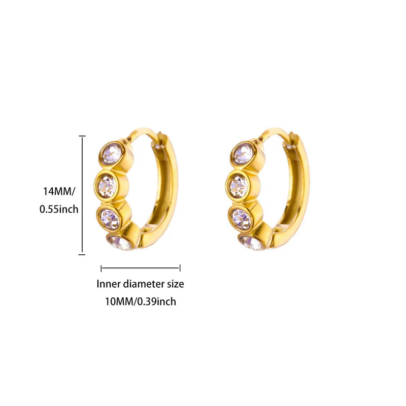 ARETES ARGOLLAS SENSILLAS DE ZIRCONES DORADO