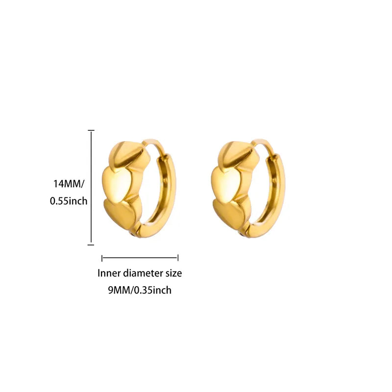 ARETES DE HILERA CORAZON DORADO