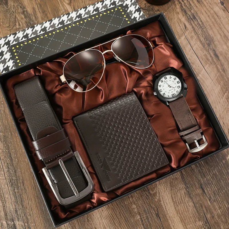 SET DE REGALO HOMBRE RELOJ. BILLETERA CAFÉ