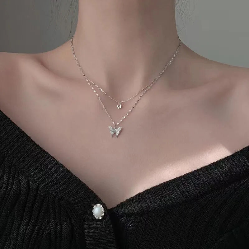 LAYER DOBLE DE MARIPOSAS PLATEADO