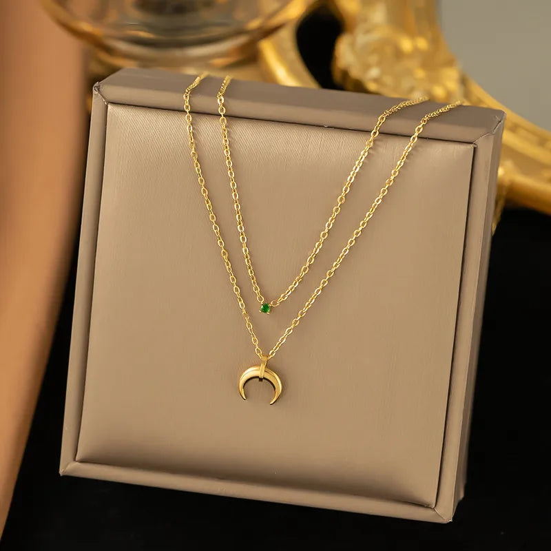 LAYER DOBLE DE ZIRCON ESMERALDA LUNA DORADO