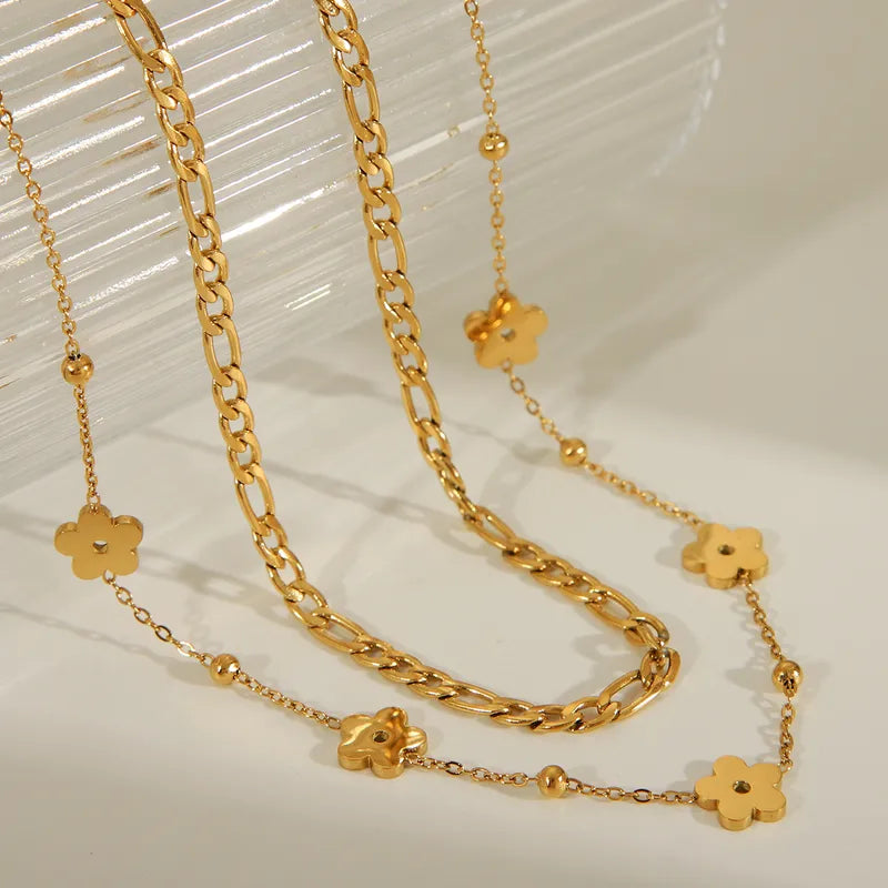 LAYER DOBLE ESLABONES FLORES DORADO