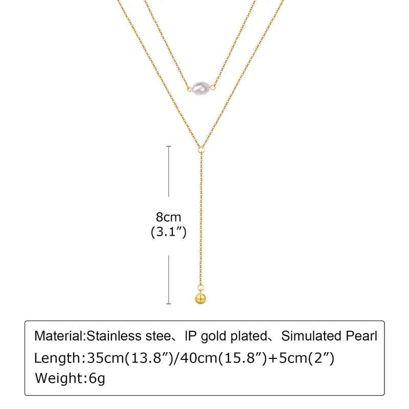 LAYER DOBLE COLGANTE DE PERLA DORADO