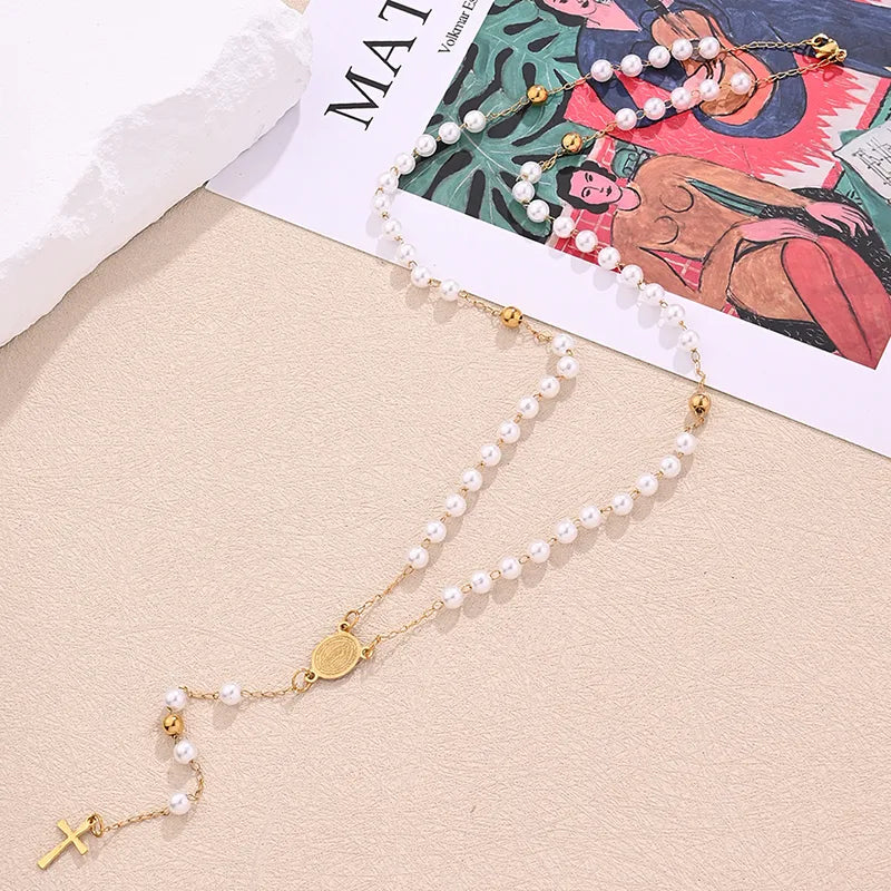CADENA ROSARIO CON PERLAS