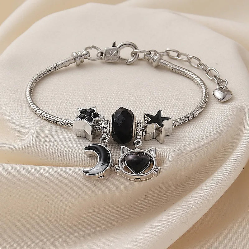 PANDORA DE GATITO NEGRO PLATEADO