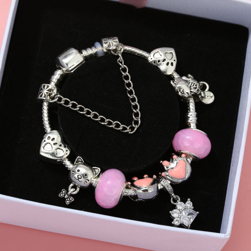 PANDORA GATITO ROSA PLATEADO