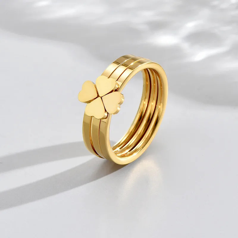 ANILLO SET DE TREBOL DORADO