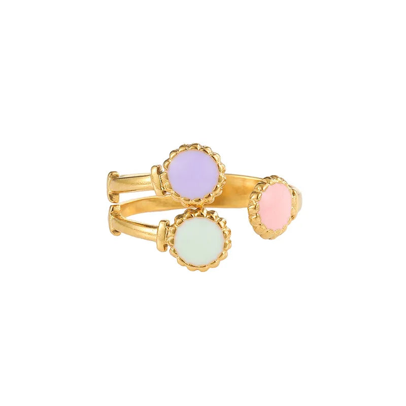 Anillo multicolor pasteles dorado