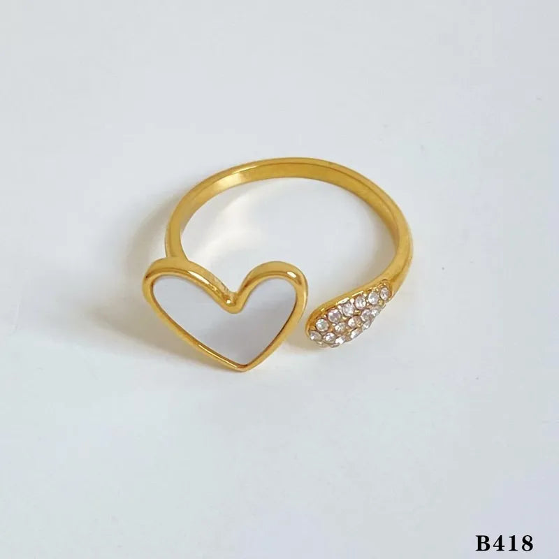 ANILLO CORAZON NACARADO CON ZIRCONES DORADO
