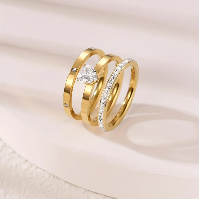 ANILLO SET DE 4 ZIRCONES DORADO