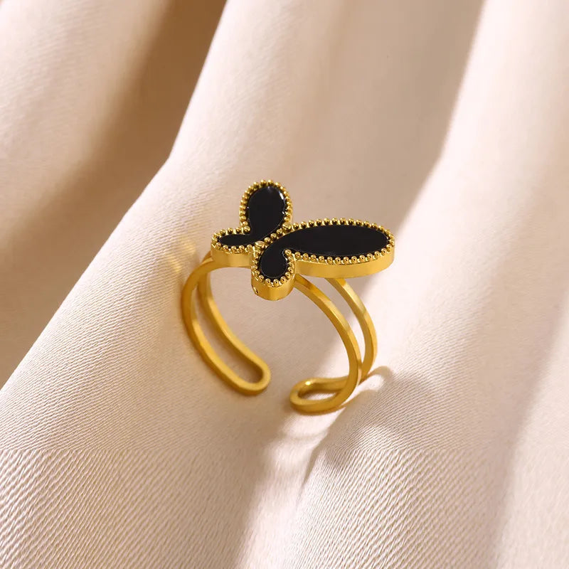 ANILLO MARIPOSA NEGRO- DORADO