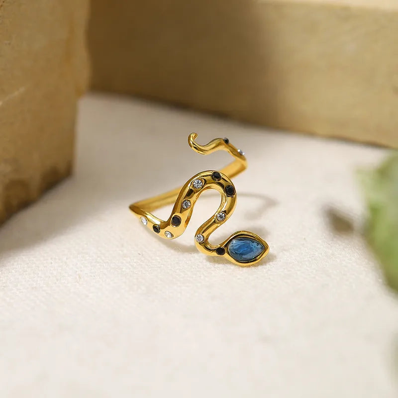 ANILLO DE SERPIENTE CON ZIRCONES MULTICOLOR DORADO
