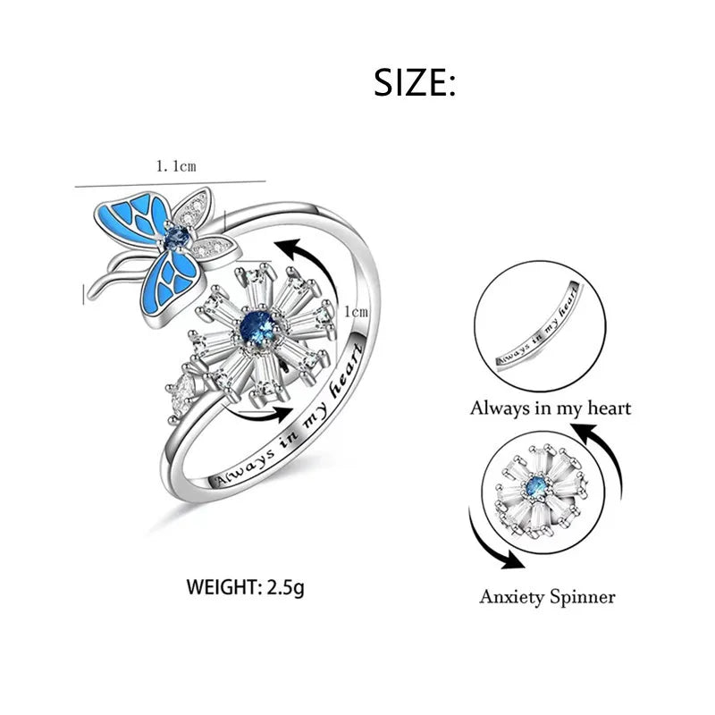 Anillo para la ansiedad de mariposa