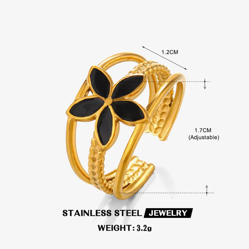 Anillo flor negra
