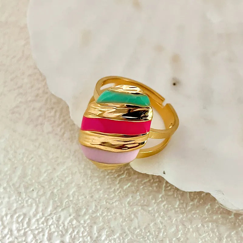Anillo multicolor dorado