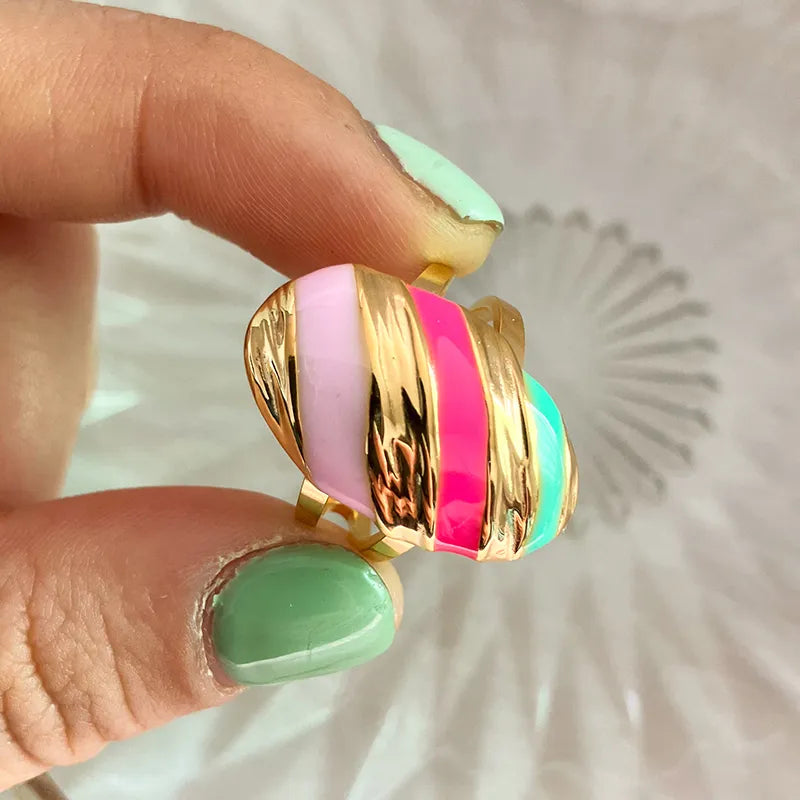 Anillo multicolor dorado