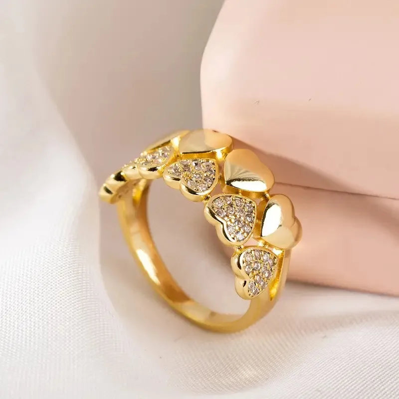 Anillo doble corazon zircones