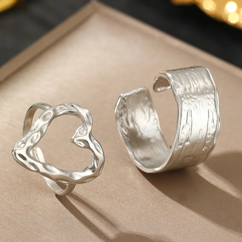 Anillos set corazon 2 plateado