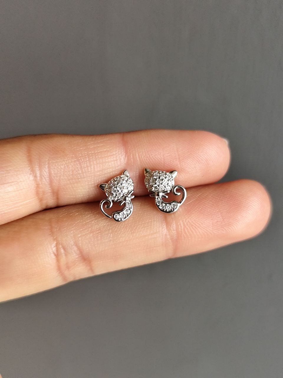 ARETES GATITOS ZIRCONES 925S PLATA