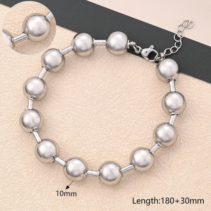 Pulsera balines de 10mm plateado