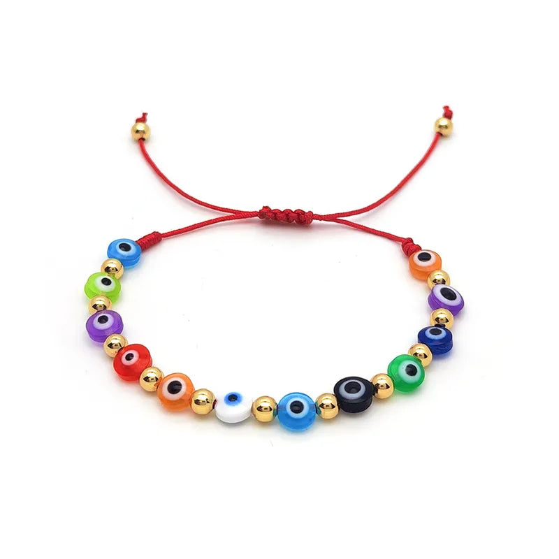 PULSERA OJOS TURCOS DE COLORES HILO ROJO