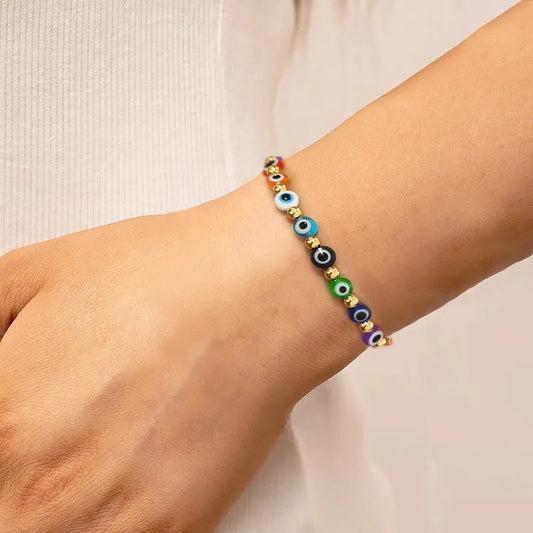 PULSERA OJOS TURCOS DE COLORES HILO ROJO